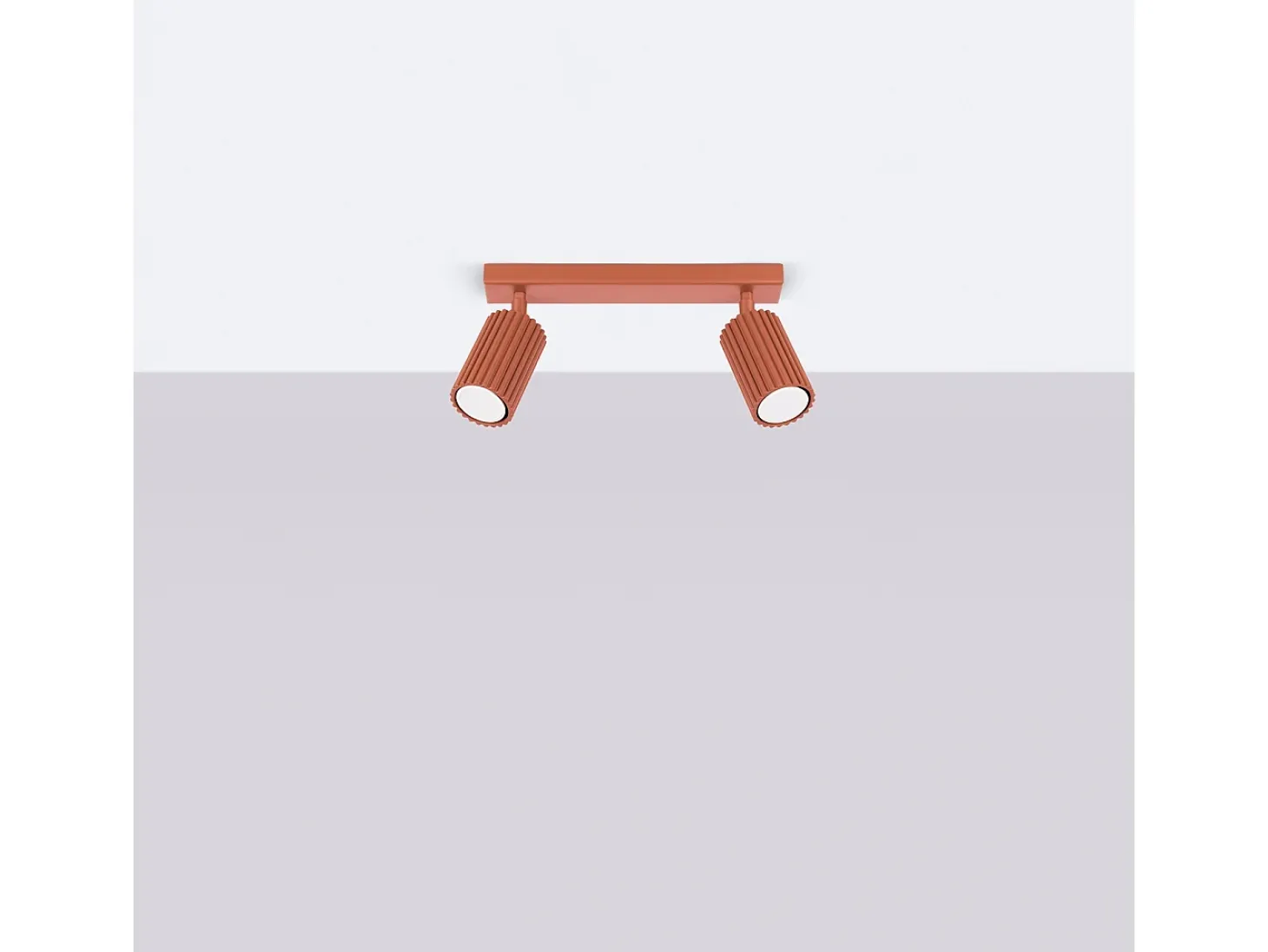 Lámpara De Techo Karbon Minimalista De Aluminio - 2 Fuentes Luminosas - L.30 X A.16,5 Cm - Ocre Rojo