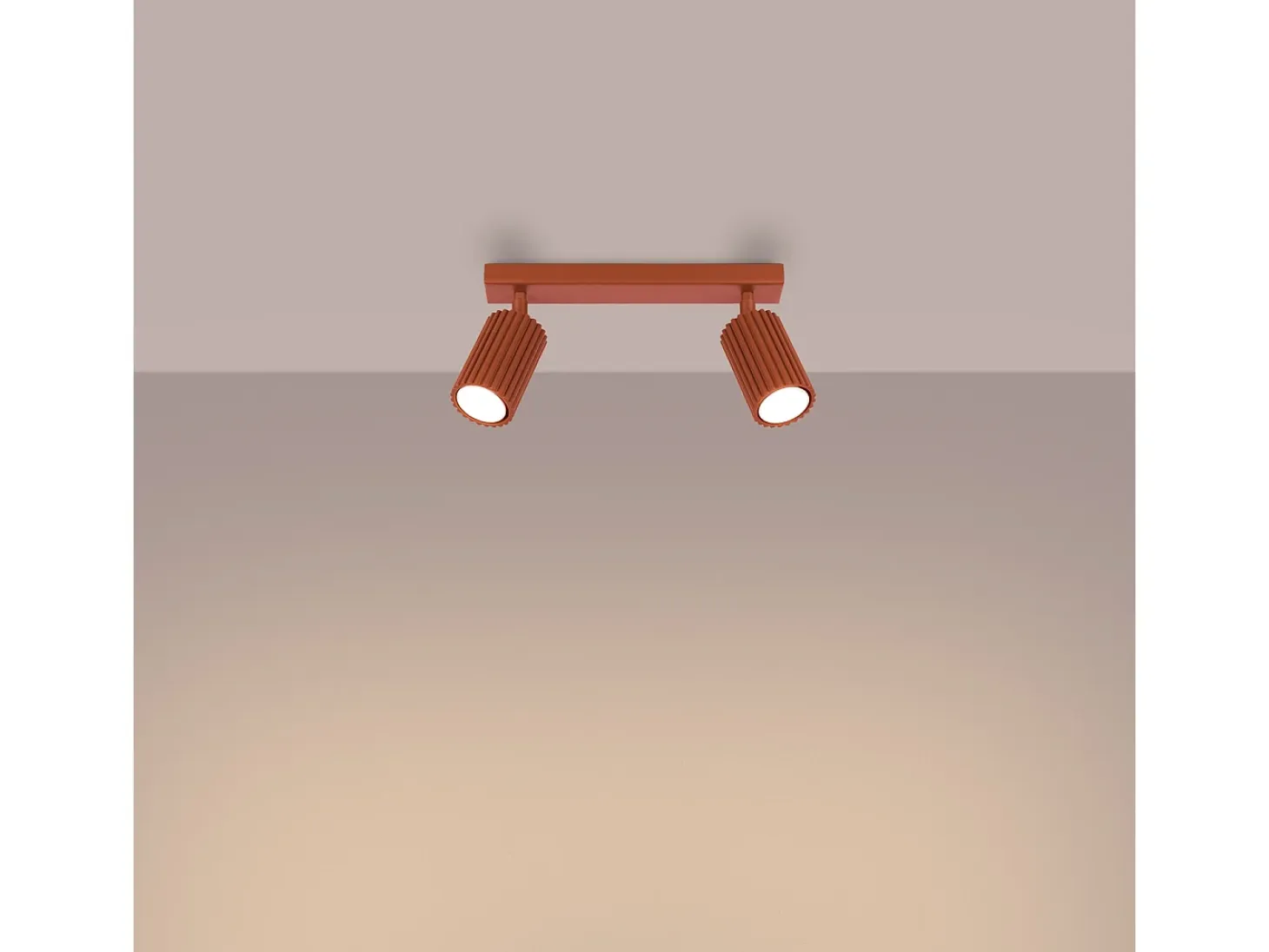 Lámpara De Techo Karbon Minimalista De Aluminio - 2 Fuentes Luminosas - L.30 X A.16,5 Cm - Ocre Rojo