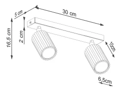 Lámpara De Techo Karbon Minimalista De Aluminio - 2 Fuentes Luminosas - L.30 X A.16,5 Cm - Gris Pardo