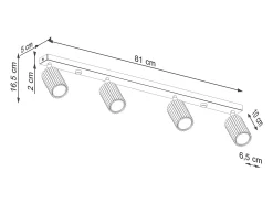 Lámpara De Techo Karbon Minimalista De Aluminio - 4 Fuentes Luminosas - L.81 X A.16,5 Cm - Gris Pardo