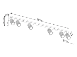 Lámpara De Techo Karbon Minimalista De Aluminio - 6 Fuentes Luminosas - L.117 X A.16,5 Cm - Negro