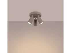 Lámpara De Techo Karbon Minimalista De Aluminio - 3 Fuentes Luminosas - L.19,5 X A.18 Cm - Gris Pardo