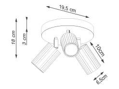 Lámpara De Techo Karbon Minimalista De Aluminio - 3 Fuentes Luminosas - L.19,5 X A.18 Cm - Gris Pardo