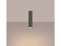 Lámpara De Techo Karbon Minimalista De Aluminio - 1 Fuentes Luminosas - L.6,5 X A.30 Cm - Verde Oliva