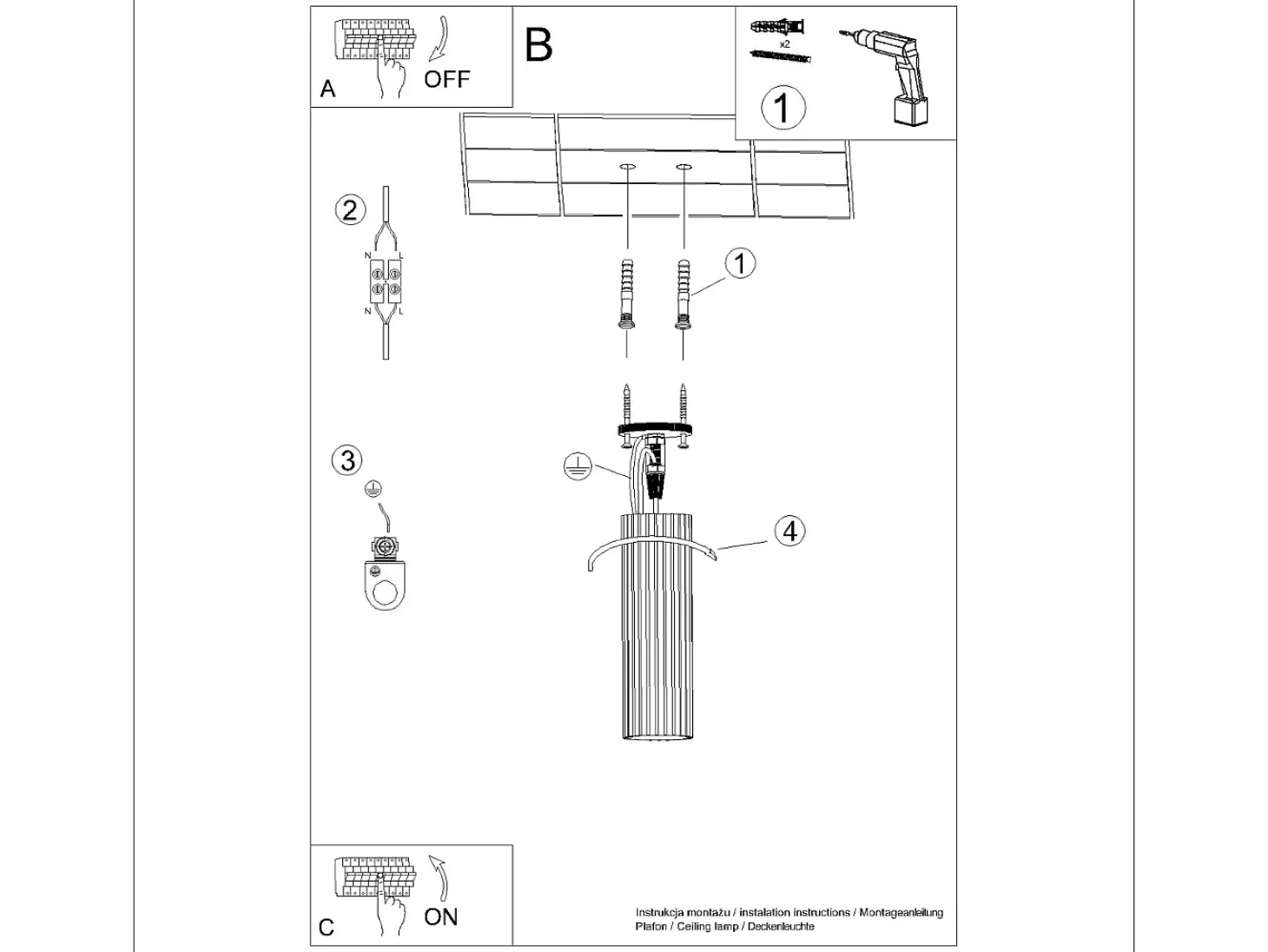 Lámpara De Techo Karbon Minimalista De Aluminio - 1 Fuentes Luminosas - L.6,5 X A.20 Cm - Dorado