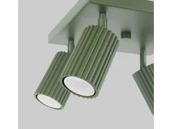 Lámpara De Techo Karbon Minimalista De Aluminio - 4 Fuentes Luminosas - L.25 X A.16,5 Cm - Verde Oliva