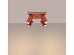 Lámpara De Techo Karbon Minimalista De Aluminio - 4 Fuentes Luminosas - L.25 X A.16,5 Cm - Ocre Rojo