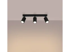 Lámpara De Techo Karbon Minimalista De Aluminio - 3 Fuentes Luminosas - L.45 X A.16,5 Cm - Negro