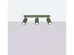 Lámpara De Techo Karbon Minimalista De Aluminio - 3 Fuentes Luminosas - L.45 X A.16,5 Cm - Verde Oliva