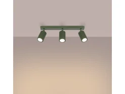 Lámpara De Techo Karbon Minimalista De Aluminio - 3 Fuentes Luminosas - L.45 X A.16,5 Cm - Verde Oliva