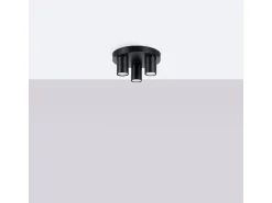 Lámpara De Techo Lagos Moderno De Acero - 3 Fuentes Luminosas - L.25 X A.12 Cm - Negro
