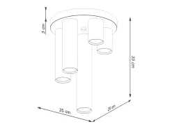 Lámpara De Techo Lagos Moderno De Acero - 5 Fuentes Luminosas - L.25 X A.33 Cm - Negro