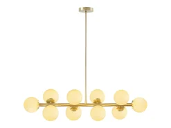 Lámpara de techo latón dorado y blanco 10 globos L.94 x Alt.88 cm - SOFIA