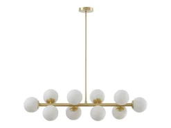 Lámpara de techo latón dorado y blanco 10 globos L.94 x Alt.88 cm - SOFIA