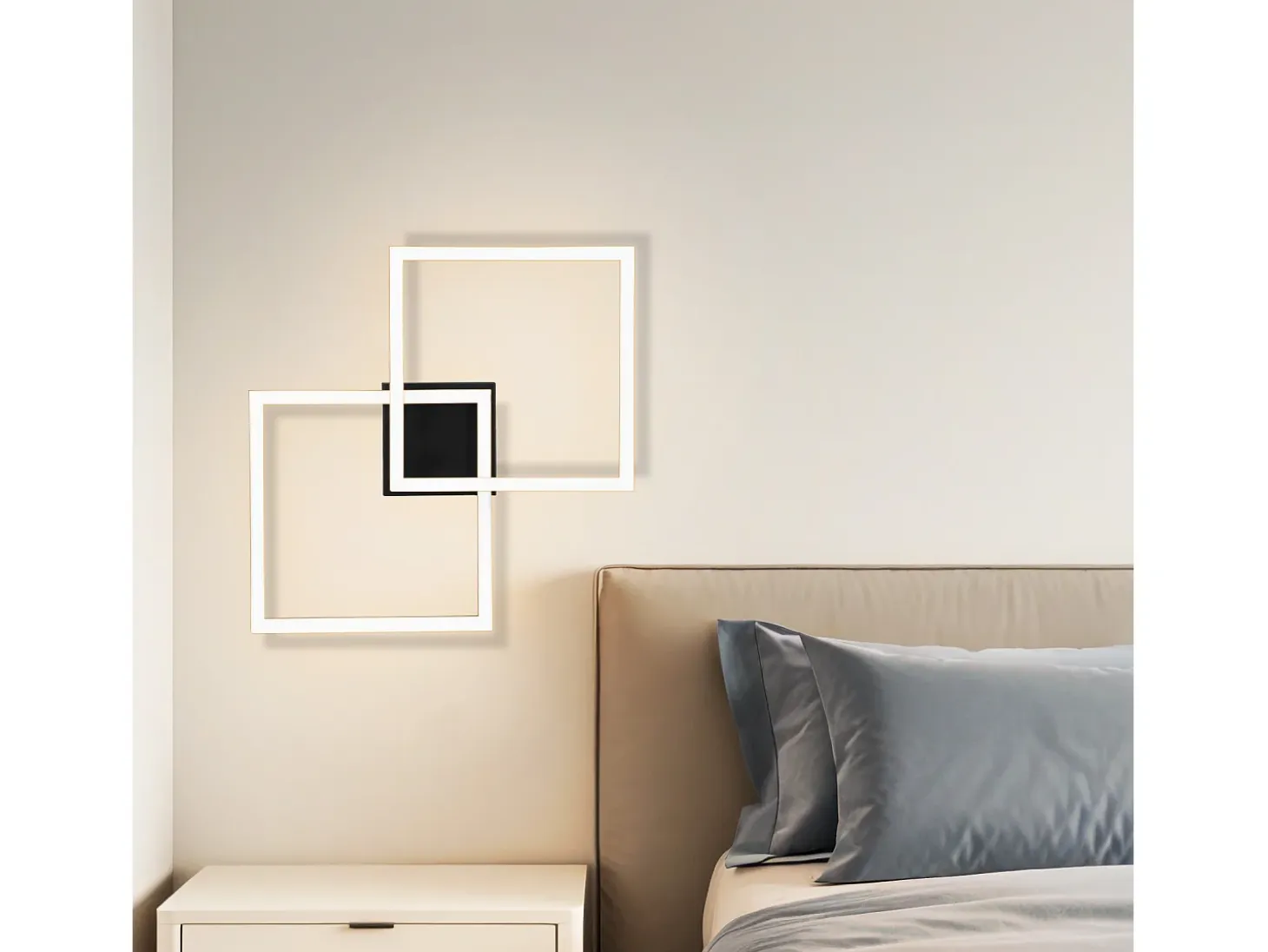 Lámpara de techo LED NETTLIFE para dormitorio, 24 W, para sala de estar, blanca cálida, moderna, cuadrada y negra.