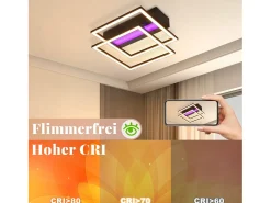 Lámpara de techo LED NETTLIFE para salón, 2 marcos, negra, moderna, cuadrada, regulable, ideal para pasillo