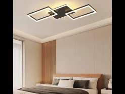 Lámpara de techo LED Nettlife para salón - Lámpara de techo grande negra regulable con mando a distancia, 63 W lámpara de cocina de metal, 80 cm