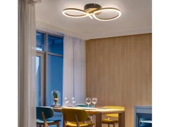 Lámpara de techo LED NETTLIFE para sala de estar, 24 W, moderna y creativa, color negro, para cocina, 3000 K, blanco cálido
