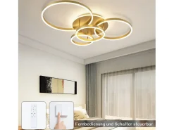 Lámpara de techo LED NETTLIFE para sala de estar, color negro, regulable, para dormitorio, 61 cm, diseño moderno, con control remoto, 50 W.