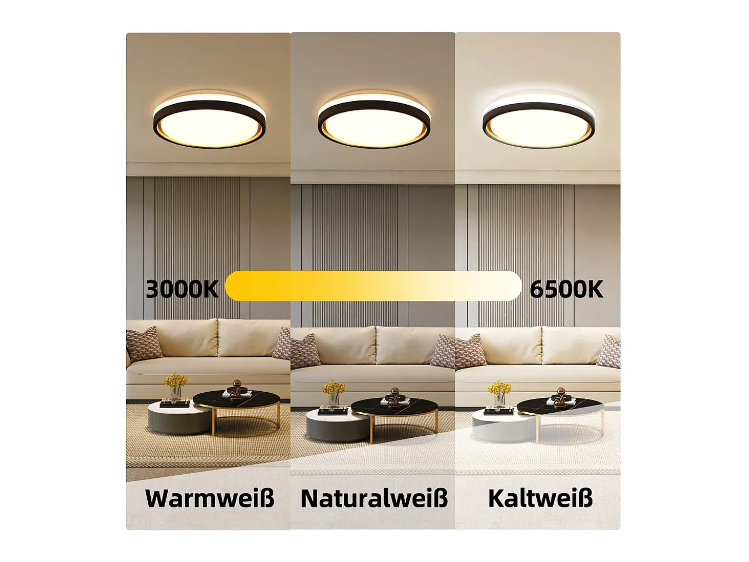 Lámpara de techo LED NETTLIFE para dormitorio, Ø30cm, orientable, 18W, mando a distancia, negro/dorado, diseño moderno