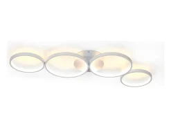 Lámpara de techo LED NETTLIFE de 100 cm regulable con 4 anillos, iluminación blanca moderna de 56 W con control remoto