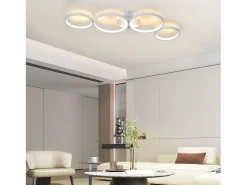 Lámpara de techo LED NETTLIFE de 100 cm regulable con 4 anillos, iluminación blanca moderna de 56 W con control remoto