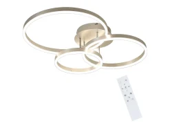 Lámpara de techo LED NETTLIFE para salón, regulable, 82 cm, diseño moderno, dorada, 74 W, para dormitorio con mando a distancia.