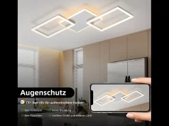 Lámpara de techo LED NETTLIFE para salón - Lámpara de techo regulable con mando a distancia de 63 W - Grande - Blanco moderno