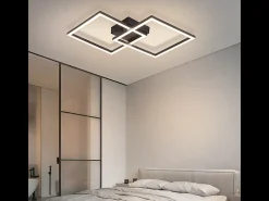 Lámpara de techo LED Nettlife para dormitorio: lámpara de salón negra de 24 W, lámpara de cocina blanca neutra de 4000 K, diseño moderno y ajustable.