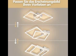 Lámpara de techo LED Nettlife para dormitorio y salón, 24 W, blanco cálido 3000 K, para cocina, color plateado, ajustable.