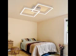 Lámpara de techo LED Nettlife para dormitorio y salón, 24 W, blanco cálido 3000 K, para cocina, color plateado, ajustable.