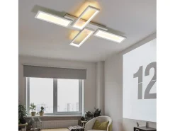 Lámpara de techo LED NETTLIFE para sala de estar, blanca, regulable, 58 W, 82,7 cm, cuadrada, diseño moderno con control remoto