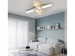 Lámpara de techo LED NETTLIFE para sala de estar, blanca, regulable, 58 W, 82,7 cm, cuadrada, diseño moderno con control remoto