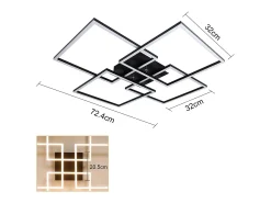 Lámpara de techo LED NETTLIFE de 72 cm, color negro, regulable, con mando a distancia, 48 W, diseño rectangular moderno.