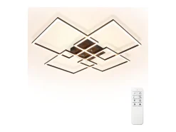 Lámpara de techo LED NETTLIFE de 72 cm, color negro, regulable, con mando a distancia, 48 W, diseño rectangular moderno.