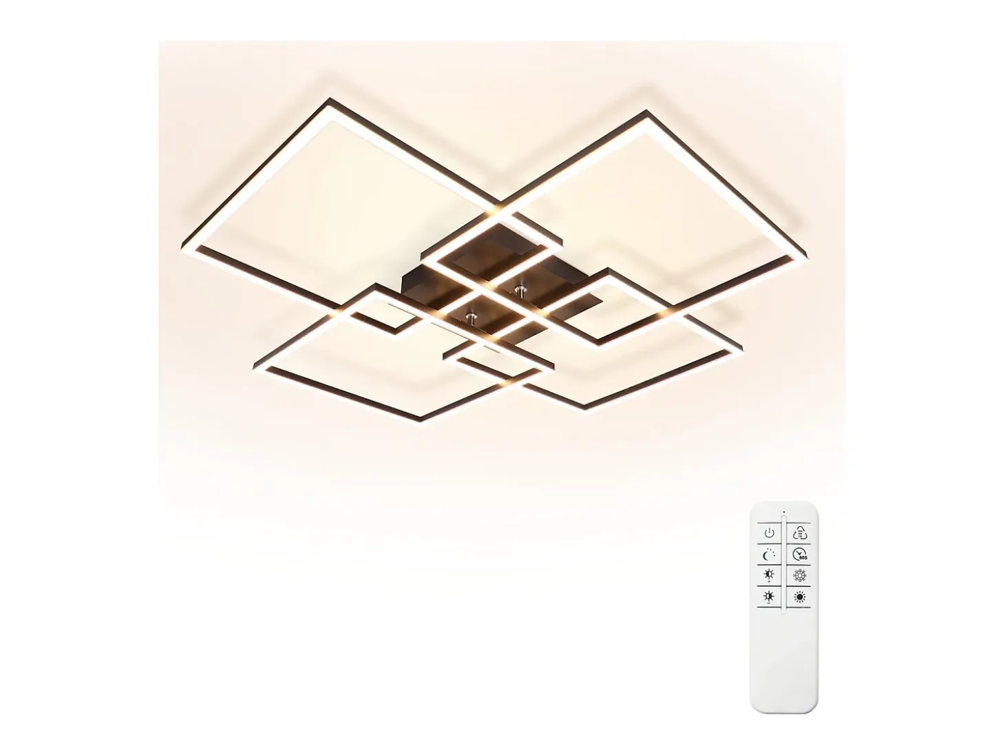 Lámpara de techo LED NETTLIFE de 72 cm, color negro, regulable, con mando a distancia, 48 W, diseño rectangular moderno.