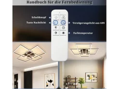 Lámpara de techo LED NETTLIFE de 72 cm, color negro, regulable, con mando a distancia, 48 W, diseño rectangular moderno.