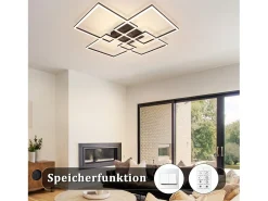 Lámpara de techo LED NETTLIFE de 72 cm, color negro, regulable, con mando a distancia, 48 W, diseño rectangular moderno.