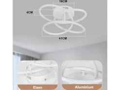 Lámpara de techo LED NETTLIFE para pasillo, diseño moderno, blanca, regulable, con mando a distancia, 36 cm, metal, 44 W