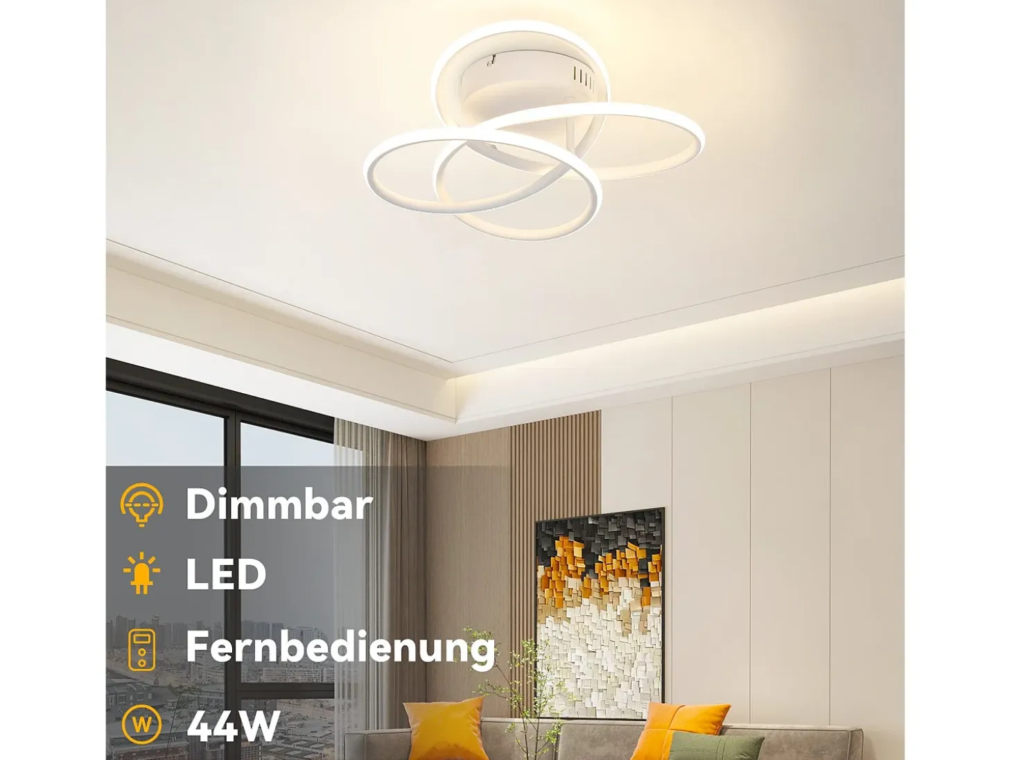 Lámpara de techo LED NETTLIFE para pasillo, diseño moderno, blanca, regulable, con mando a distancia, 36 cm, metal, 44 W