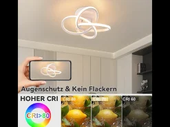 Lámpara de techo LED NETTLIFE para dormitorio - 28 W, 3000 K, blanco cálido, lámpara de pasillo, blanco