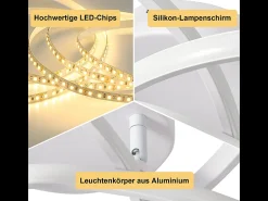 Lámpara de techo LED NETTLIFE para dormitorio - 28 W, 3000 K, blanco cálido, lámpara de pasillo, blanco