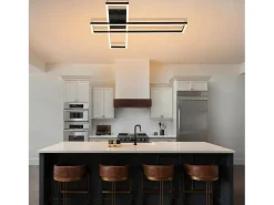 Lámpara de techo LED NETTLIFE de 42 W, color negro, moderna, regulable de forma continua, diseño rectangular, para salón, dormitorio, cocina u oficina.