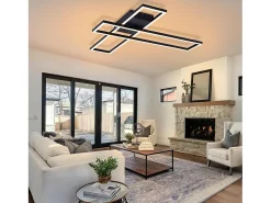 Lámpara de techo LED NETTLIFE de 42 W, color negro, moderna, regulable de forma continua, diseño rectangular, para salón, dormitorio, cocina u oficina.