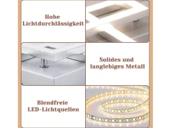 Lámpara de techo LED NETTLIFE para sala de estar, lámpara de techo para cocina de diseño moderno, lámpara para sala de estar de 24 W y 3000 K