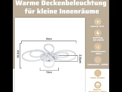 Lámpara de techo LED NETTLIFE para salón, lámpara de techo para cocina, 30 W, 40 cm, luz de techo en blanco 3000 K
