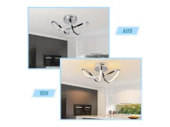 Lámpara de techo LED NETTLIFE para dormitorio, diseño moderno, cromada, 12 W, para interior, 3000 K, blanco cálido