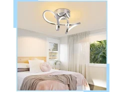 Lámpara de techo LED NETTLIFE para dormitorio, diseño moderno, cromada, 12 W, para interior, 3000 K, blanco cálido