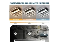 Lámpara de techo LED NETTLIFE para salón, 2 marcos, negra, moderna, cuadrada, regulable, ideal para pasillo