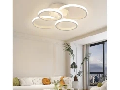 Lámpara de techo LED NETTLIFE, 4 anillos, regulable, blanca, 48 W, para salón